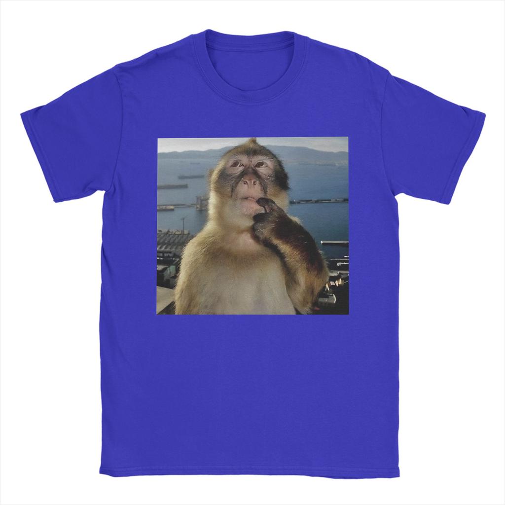 Funny Thinking Monkey Meme Tee Shirt for Unisex Women Graphic T Shirts Cotton Clothing