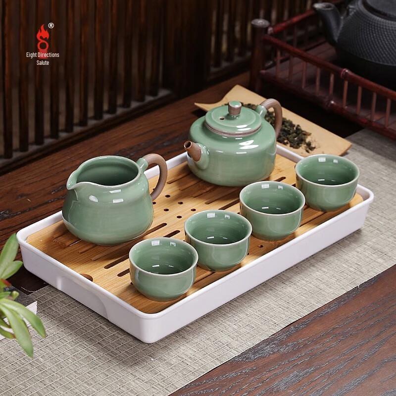 Longquan Celadon Ba Fang Li Tea Tray Set