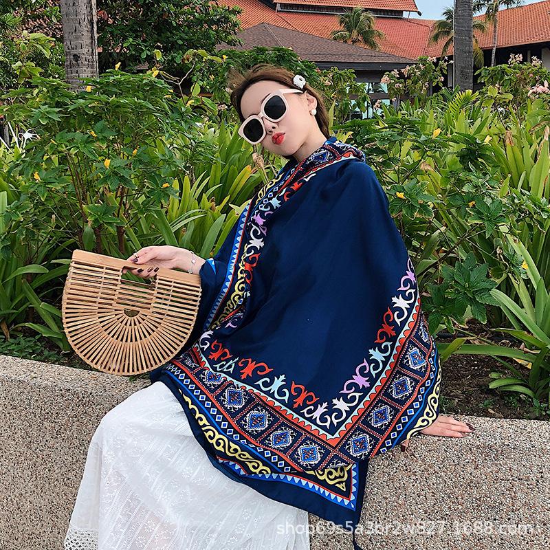 Шарф женский зимние теплые шарфы винтажный богемный этнический стиль шаль накидка пляжное — фото 7