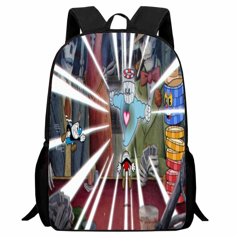 Cuphead Student Backpack Cartoon Teacup Head Backpack Lightweight 123 Grade Boys and Girls