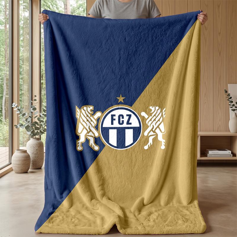 FC Zürich Morbida Coperta in Pile di Flanella Leggera Accogliente Calda Coperta da Lancio per Divano Letto Arredamento per la Casa
