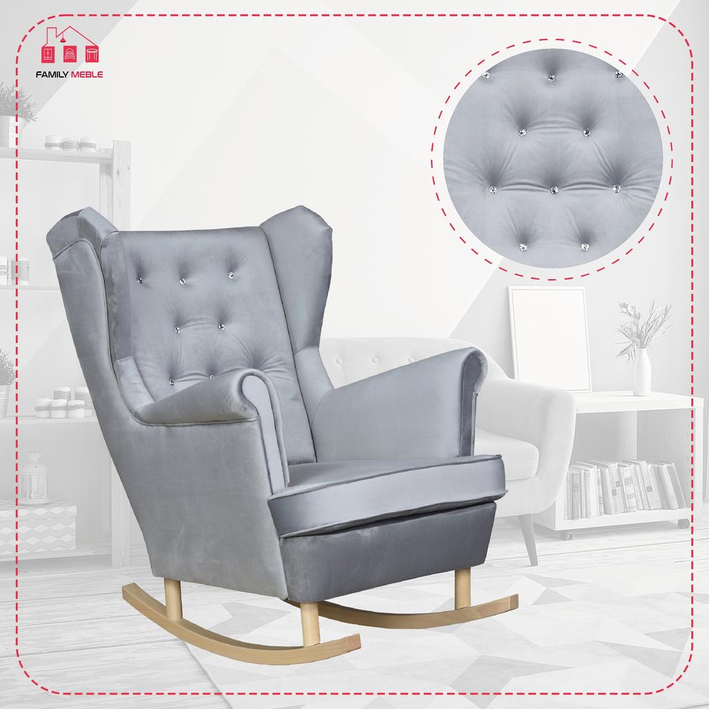 Fotel uszak Diana bujany skandynawski Family Meble siwy szary jasny