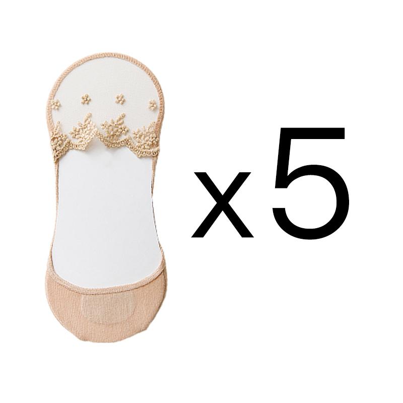 

5 пар/лот новые женские летние сетчатые носки прозрачные короткие кружевные сексуальные прозрачные милые невидимые нескользящие белые носки-тапочки One size