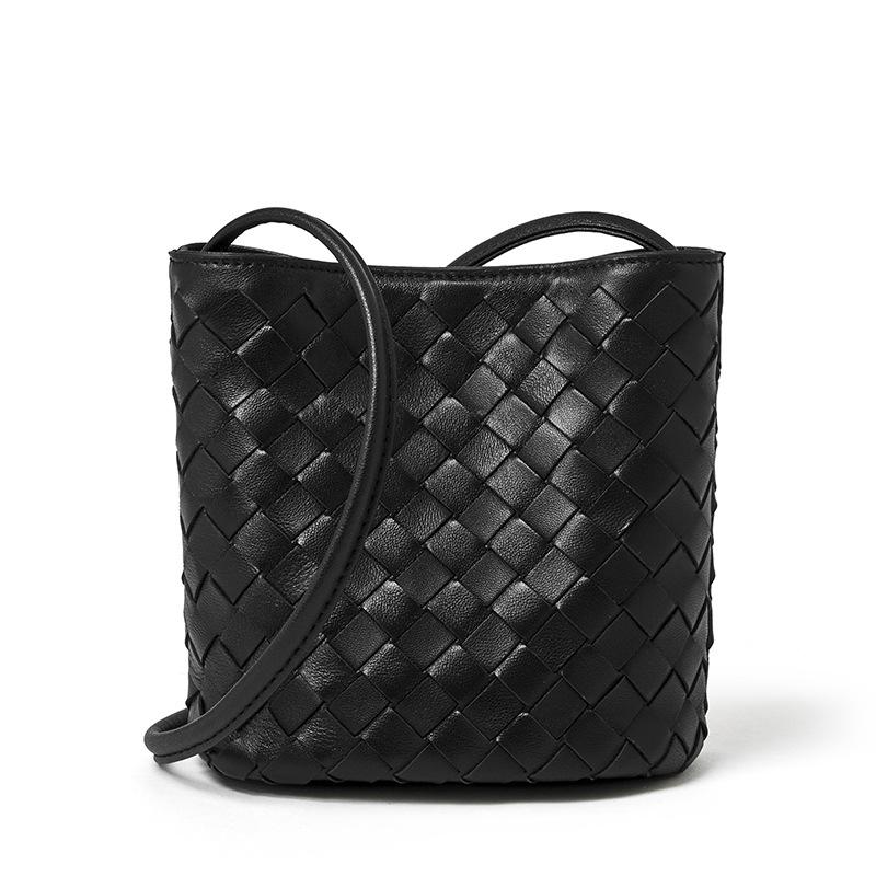 Woven Bucket Bag - Genuine Leather Hand-woven Bag - Shoulder Crossbody Bag - Women s Bag One Size