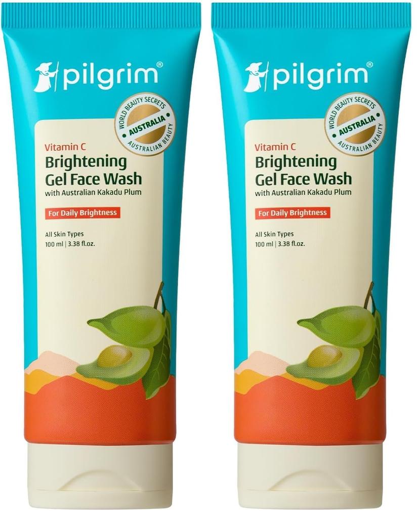 Pilgrim Australian Vitamin C Gel Face Wash for for Dry/radiant/glowing Skin with Kakadu Plum & Lime Pearl™ | Women & Men | 100 Ml (Pack of 2)
