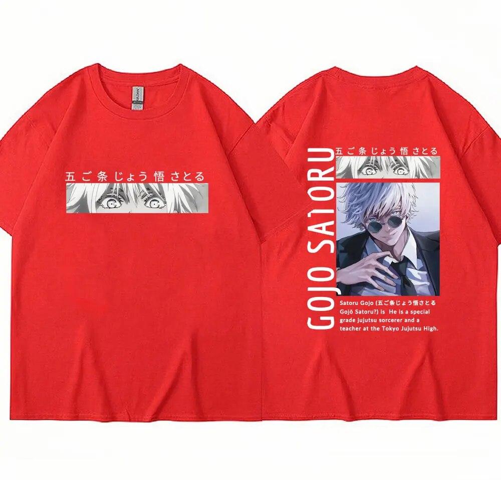 Japan Anime Jujutsu Kaisen Tričko Gojo Satoru Harajuku Manga Krátký rukáv Unisex Dámské Cool trička Streetwear Y2k Oblečení Topy