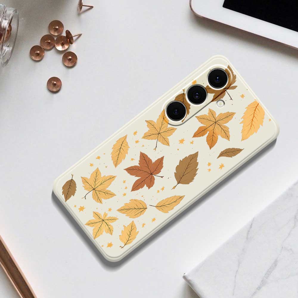 For Samsung Galaxy S24 FE Case Maple Leaves Pattern Printing Straight Edge TPU Phone Back Cover