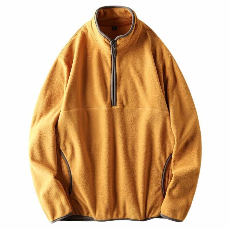 Half Zipper Sweatshirt Men's Turtleneck Spring and Autumn Export Export Tail Single Cut Label Original Single Men's Stand Collar Polar Fleece Jacket