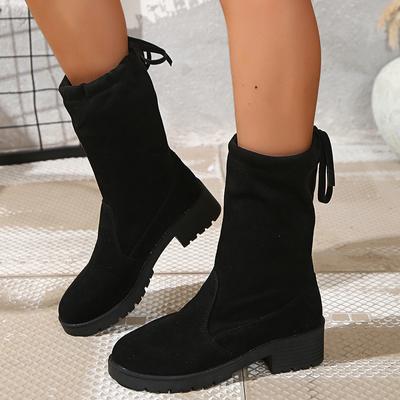 Fashion Fashion Med Heels Black Ankle Boots for Women 2024 Autumn Casual Lace Up Short Boots Woman Comfort Non Slip Platform Botas Mujer