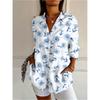 Sommer Minimalistisches Hemd mit Digitalem Blumenprint Knopfleistenhemd Oberteil für Damen Hawaiianischer Strandurlaub Lässiges Hemd