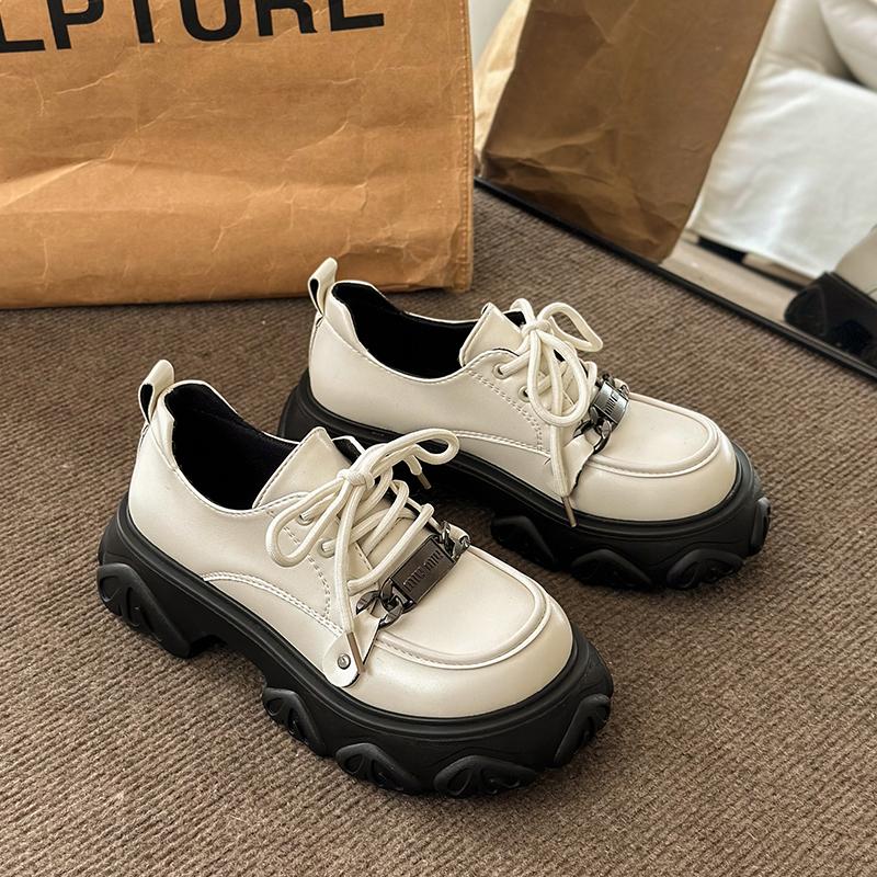 

Интернет-знаменитость в студенческом стиле белые туфли на шнуровке женские осенние 2024 года британские туфли на платформе маленькие кожаные туфли японская юбка 39 бежевый