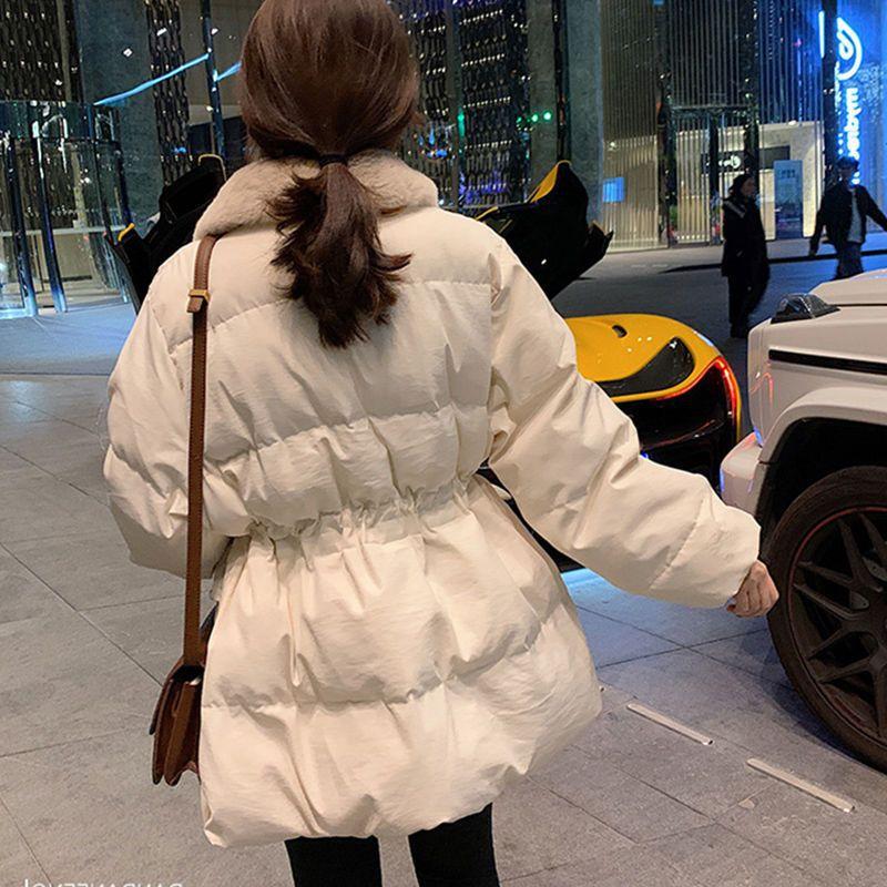 Koreanische Daunen-Baumwolljacke Winter Gepolsterte Jacke Locker Damen Hong Kong Stil Jahr Neu Mittel und Lang Taille Gepolsterte Jacke Gepolsterte Jacke
