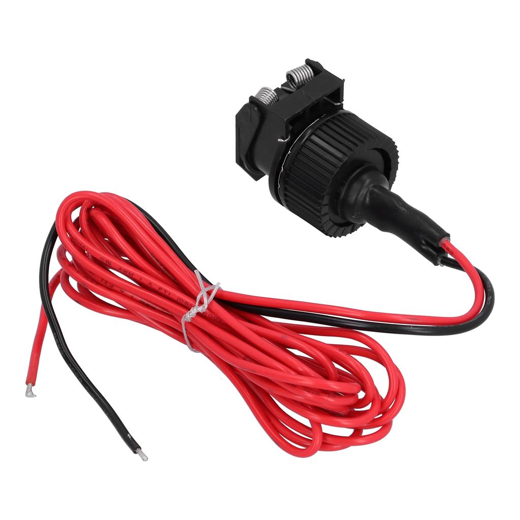 12V Car Cigarette Lighter Socket Adapter ID 21mm 0.8in Black with Spring Cover for Motorcycles Boats