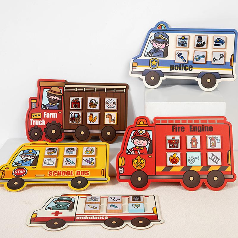Children'S Early Education Matching Game Five Style Life Scene Matching Fire Engine Matching Educational Toy For Kids