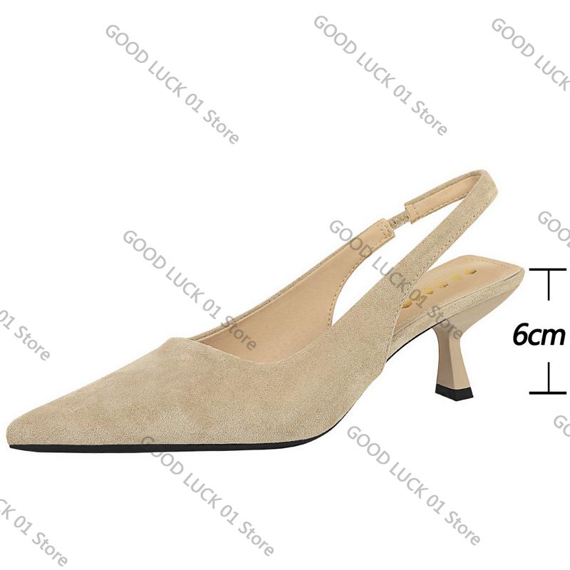 Fashion 2025 Shoes Suede Women Pumps Pointed Hollow Out High Heels 6 CM Summer Women's Sandals Occupation Office Shoes Kitten Heels