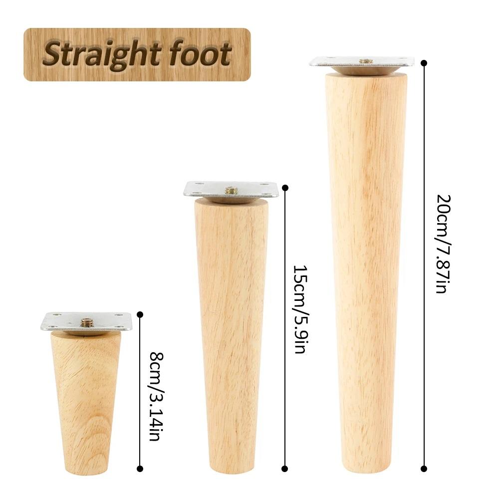 4 Set  Height Wood Furniture Legs 8/15/20cm Straight Angle Furniture Feet Home Office Sofa Table Chair Legs