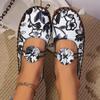 Fashion Floral Print Flats - All-Season Comfort Slip-On Round Toe Shoes with TPR Sole and Soft Man-Made Inner Material - European Special Fashion