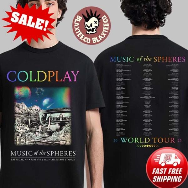 Coldplay Music Of Spheres Las Vegas Nevada 2026 Tour Two Sided Unisex T-shirt L