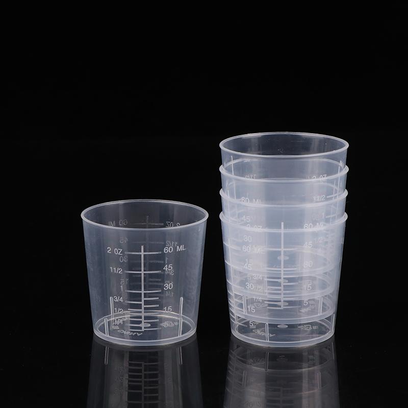 10Pcs 60Ml Measuring Cup Transparent Plastic Scale Beaker Cups Lab Graduated Liquid Container Without Handle Kitchen Baking Tool