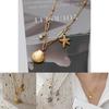 Chic Lightweight Titanium Steel Starfish And Shell Pendant Necklace For Everyday Wear