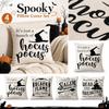 4PCS Halloween Pillow Covers Linen Printed Decorative Waist Cushion Covers Home Pillowcases for Sofa Chair Bedroom Living Room