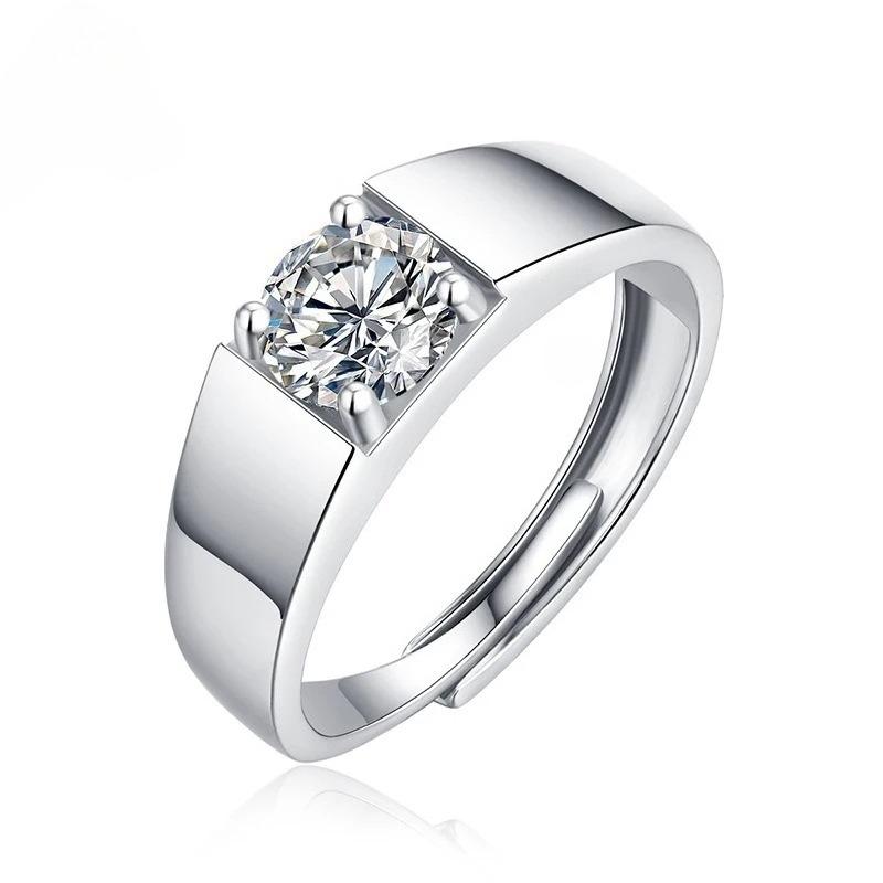 Nabest Ins Hot 925 Sterling Silver VVS Moissanite Diamond Ring Men Wedding Male Wedding Fine Jewelry Adjustable Mossanite Rings