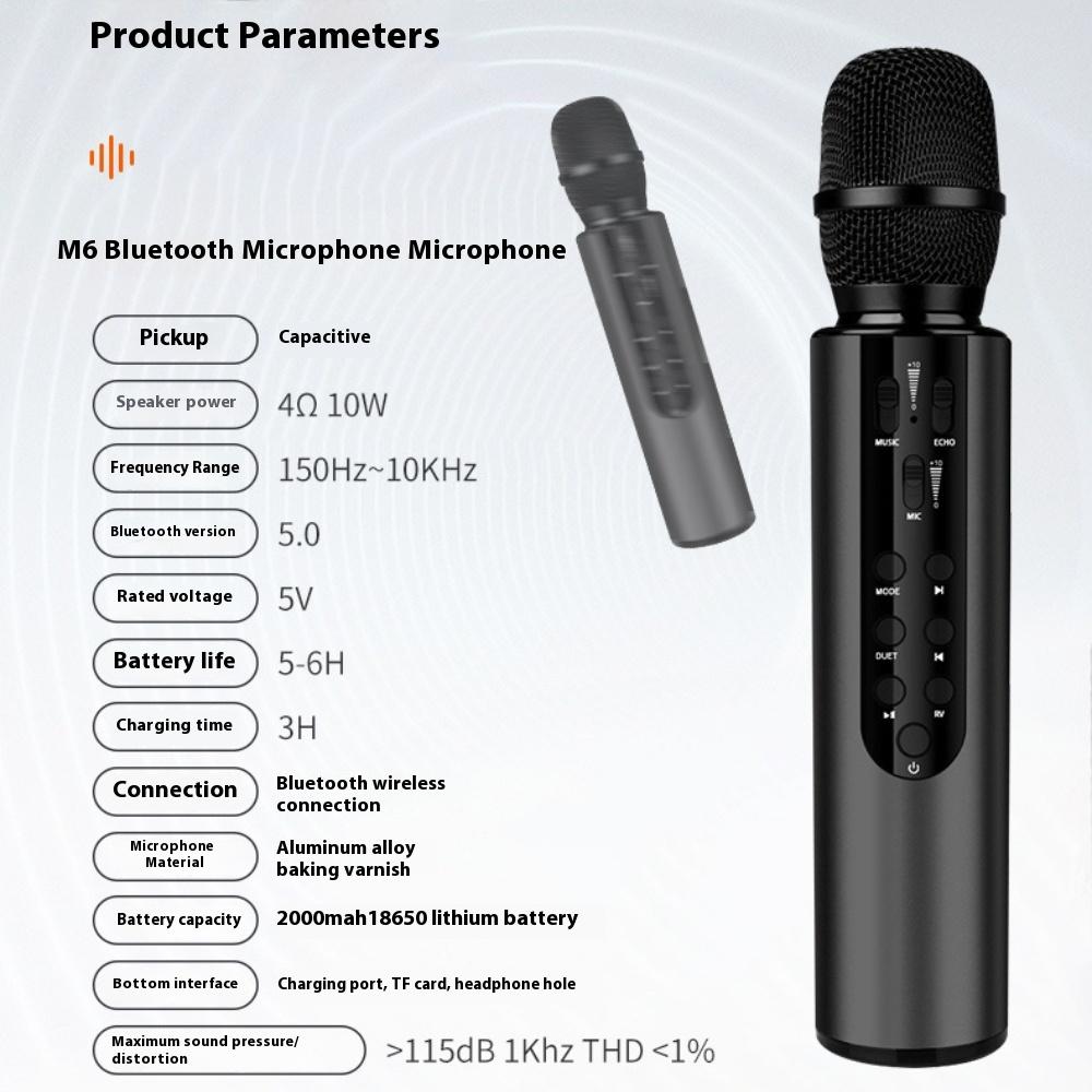 M6 Bluetooth Microphone Microphone Integrated Audio Mai Karaoke Artifact Karaoke Singing Microphone