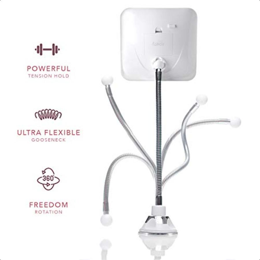 Flexible Magnifying Mirror 10X with LED Light and Gooseneck Lighted Travel Makeup Mirror Lock Suction Natural Daylight LED Cord