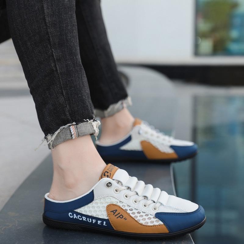 Herrenschuhe Sommer BaoTou Halbschuhe Mesh Atmungsaktiv Freizeitschuhe Komfort Fahr-Ballerinas Weiche Sohle Stützende Halbschuhe für Herren