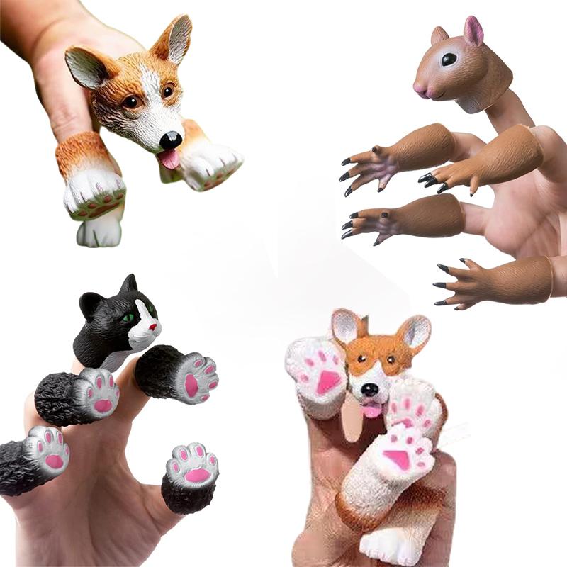 1Set Children Finger Puppet Animals Squirrel Hand Finger Story Puppets Game Cat Puppy Panda Finger Dolls Toys For Children Gifts