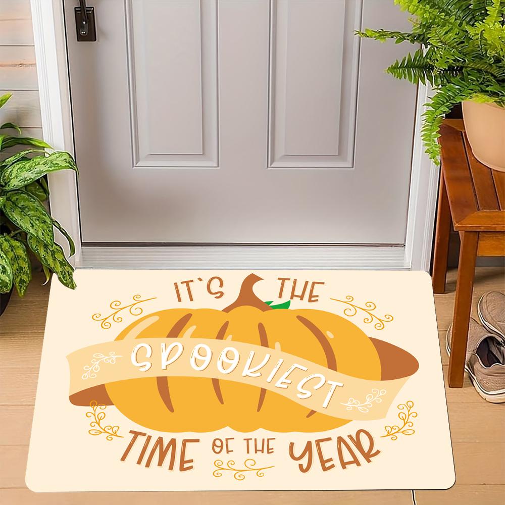 Thanksgiving Pumpkin Peace Sign Carpet Turkey Design Mat Autumn Leaves Home Decoration Greeting Door Rug Non-Slip Floor Mat