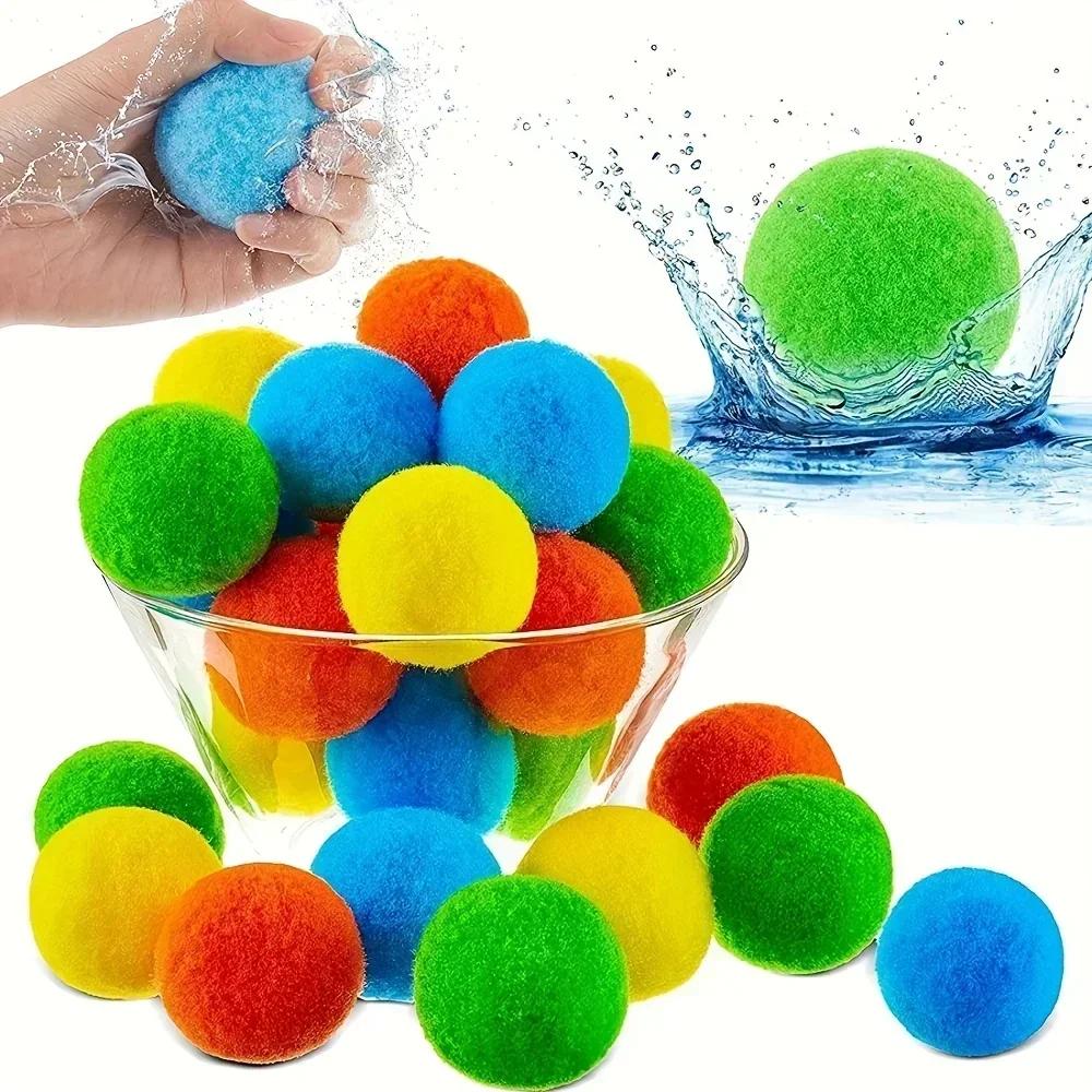 15PCS Reusable Sponge Water Balls Colorful Adult Kids Sponge Water Bomb Splash Balloons Swimming Pool Summer Water Toy Games