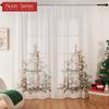 1PC Nuan Series Christmas Style Sheer Curtains Christmas Tree Pattern Printed Tulle for Kitchen Bedroom and Living Room Home Decor
