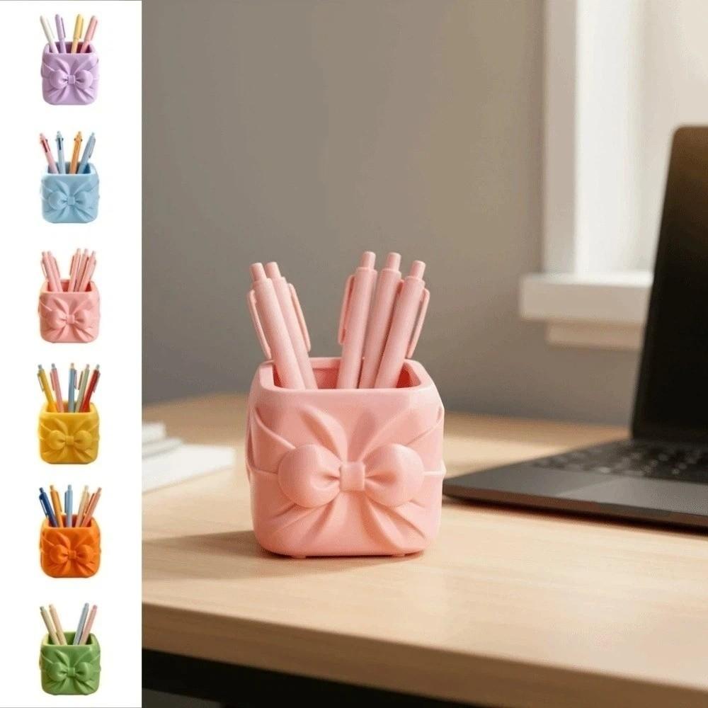 Ornament Bowknot Pen Holder Desktop Organizer Bowknot Pen Container Office Desktop