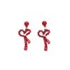 Red Bow Drip Oil Earrings: 925 Sterling Silver Autumn/Winter Studs for Women
