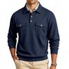 Men S Long Sleeve Polo Sweatshirt Casual Multi Pockets Turn Down Collar