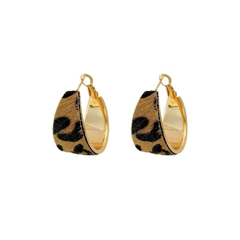 Fashion Sexy Leopard Geometric Circle Studs Earrings Women's Autumn Winter Accessories Personalization Jewerly Party Gift
