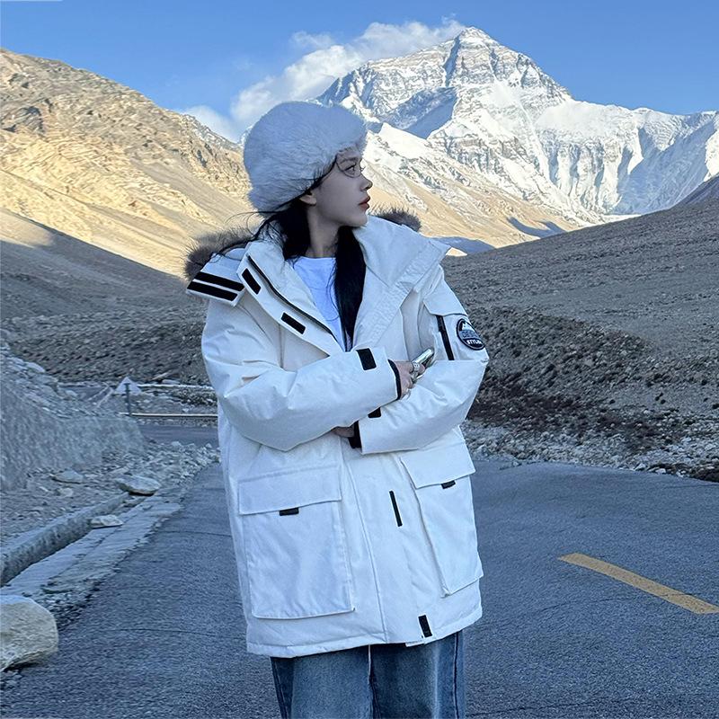 Women's High-End Thickened Winter Parka with Large Fur Collar - Mid-Length Warm Cotton-Padded Coat