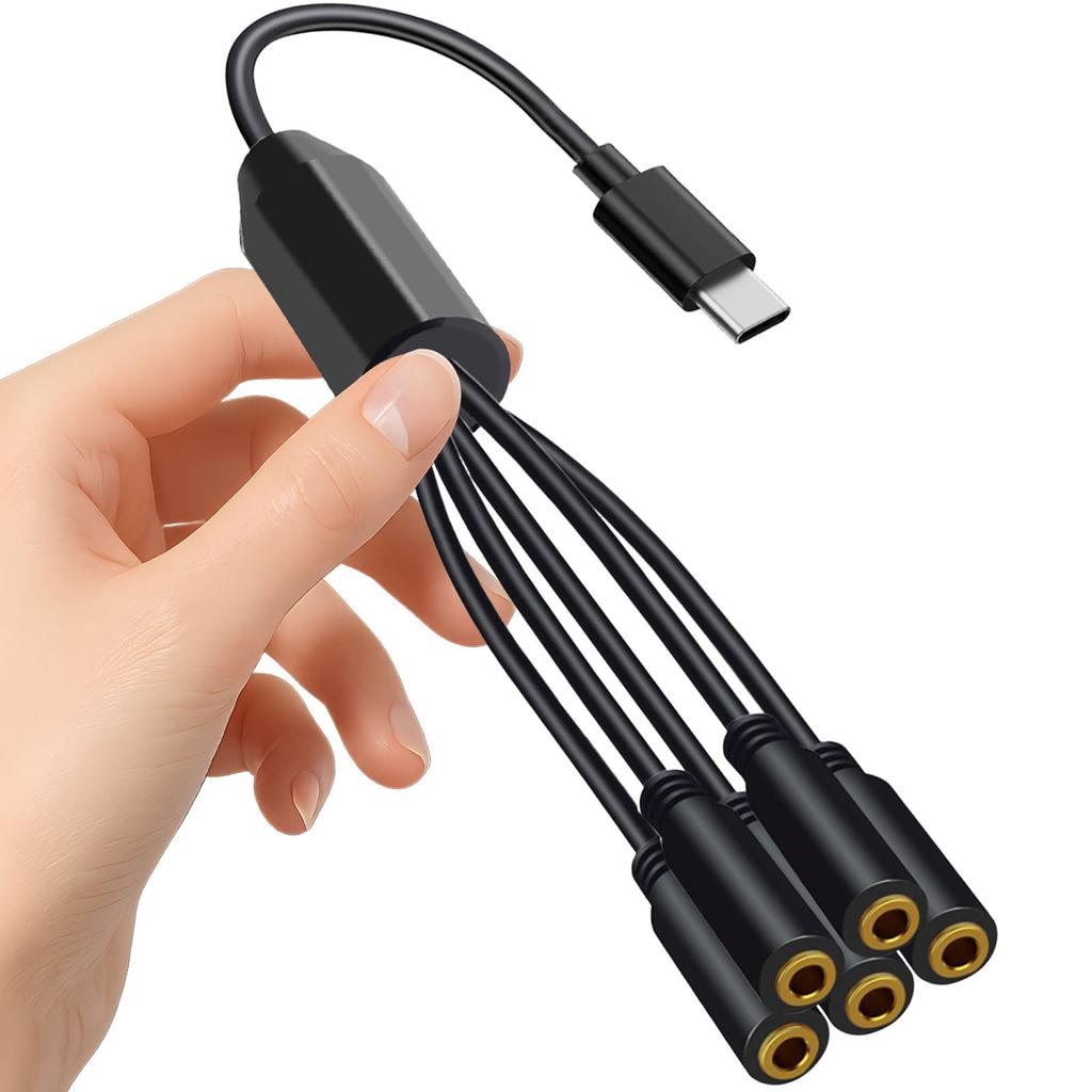 1 à 5 voies USB Type C vers 3,5 mm TRS Femelle Multi Audio Casque Stéréo Câble Diviseur de Câble Ligne pour Casque Haut-parleur
