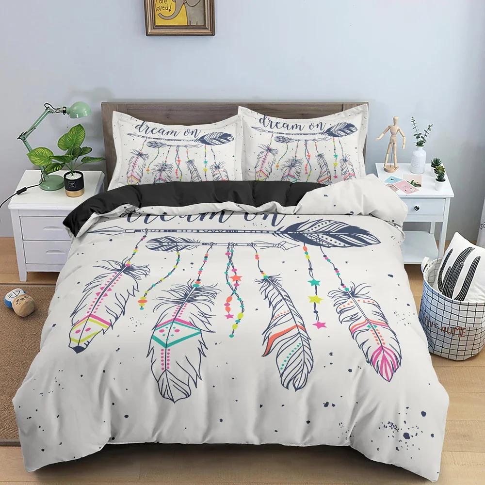 Dreamcatcher Bedding Set Feather Pattern Duvet Cover Comforter Covers Single Twin King Size Quilt Cover With Pillowcase 2/3Pcs