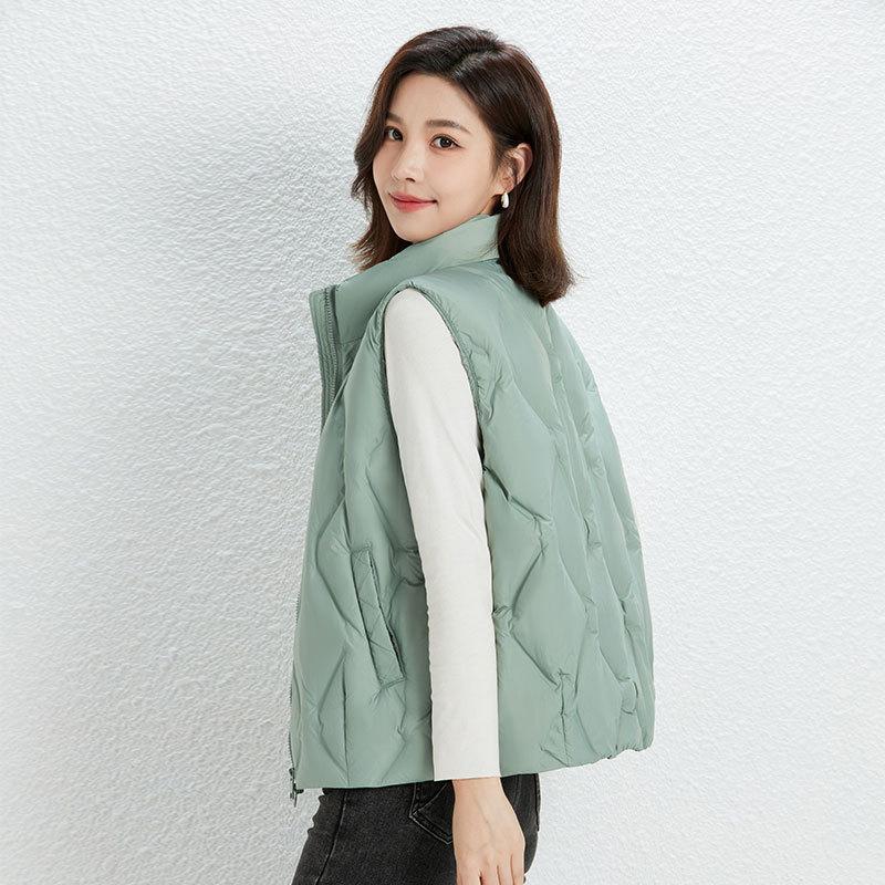Autumn and Winter Women's 90 Down Light Duck Down Waistcoat  Striped Down Jacket Plus Size Waistcoat