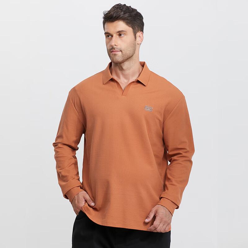 Men's Plus Size Long Sleeve V-Neck Polo Shirt