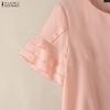 ZANZEA Blusa da donna casual a girocollo, tinta unita, manica corta larga