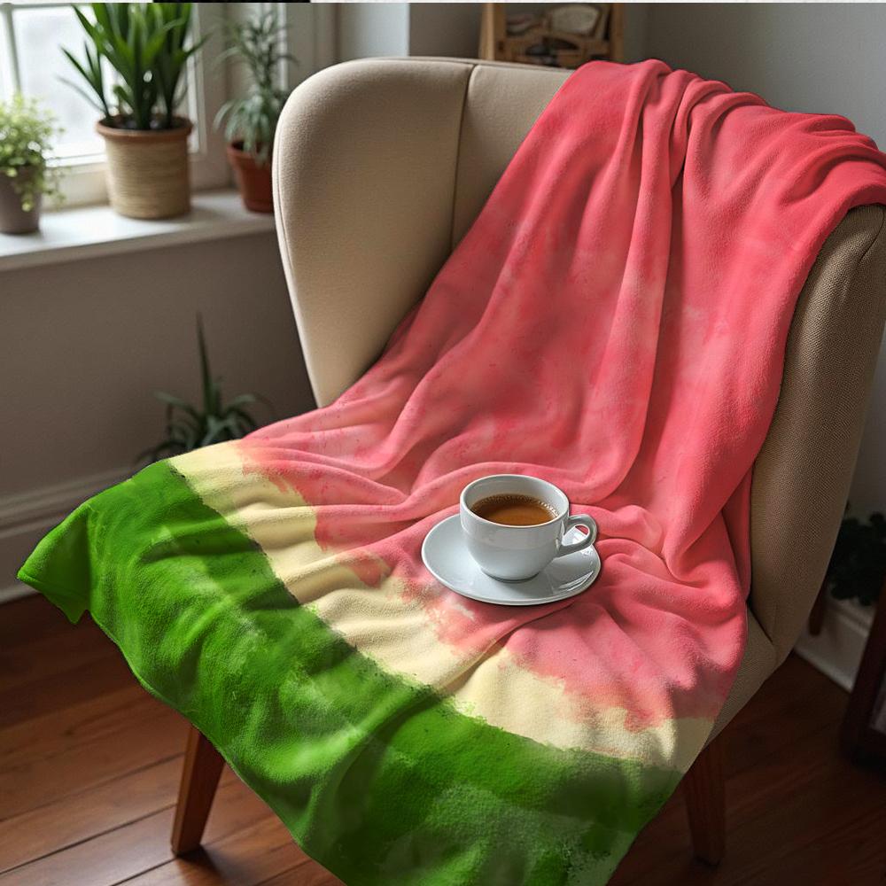 Watercolor Strawberry Soft Flannel Blanket Breathable Warm Throw for Office Car Sofa Kids Room Birthday Xmas Gift