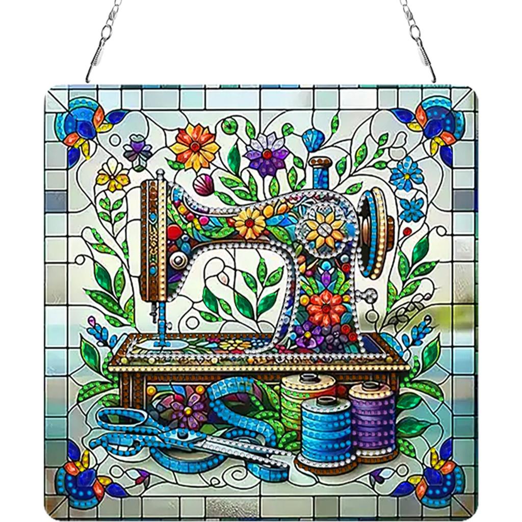 2D/Flat DIY Rhinestone Diamond Art Window Pendants Diamond Painting Set Double Side Print Single Dide Drill Wall Door Decoration