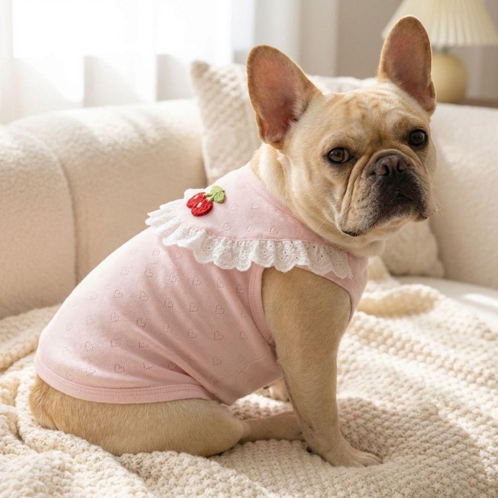 Breathable Dog Lace Vest Thin Soft Dog Short Sleeve Fashion Dog Clothes  For Small Dogs