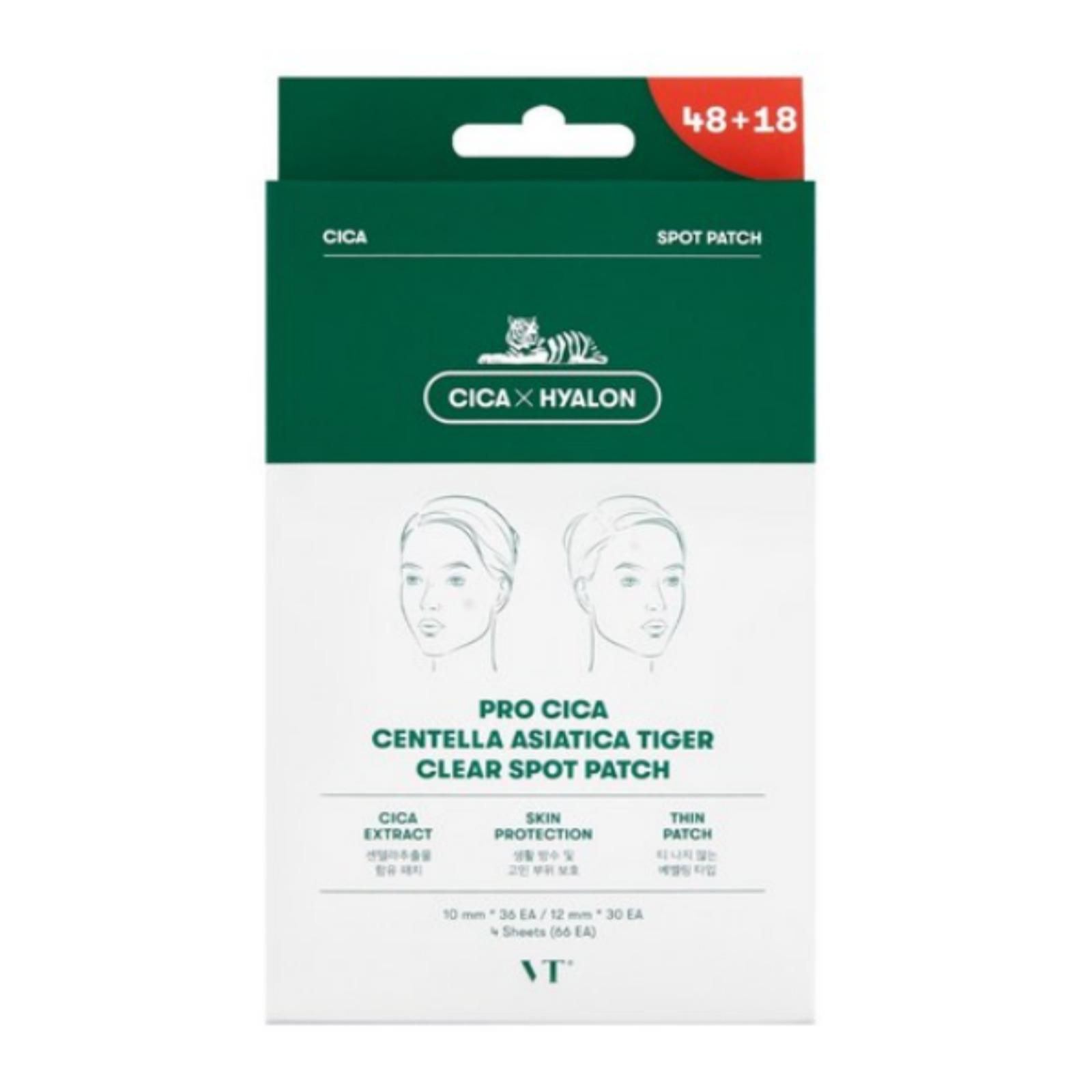 VT Cosmetics Pro Cica Centella Asiatica Tiger Clear Spot Patch Acne Blemish Patch 4 Sheets 1 Pack (4 Sheets)