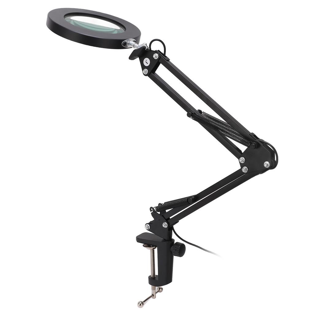 5X Magnifying Glass with LED Light Flexible Arm 10 Level Brightness 3 Colors Workbench Light with