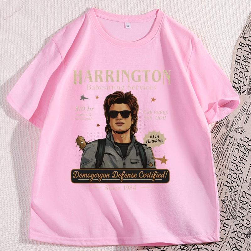 Babysitter Harrington T Shirt Short Sleeve Round Neck Mom of The Year St5 Stranger Movie T-shirt Cotton Oversized Streetwear