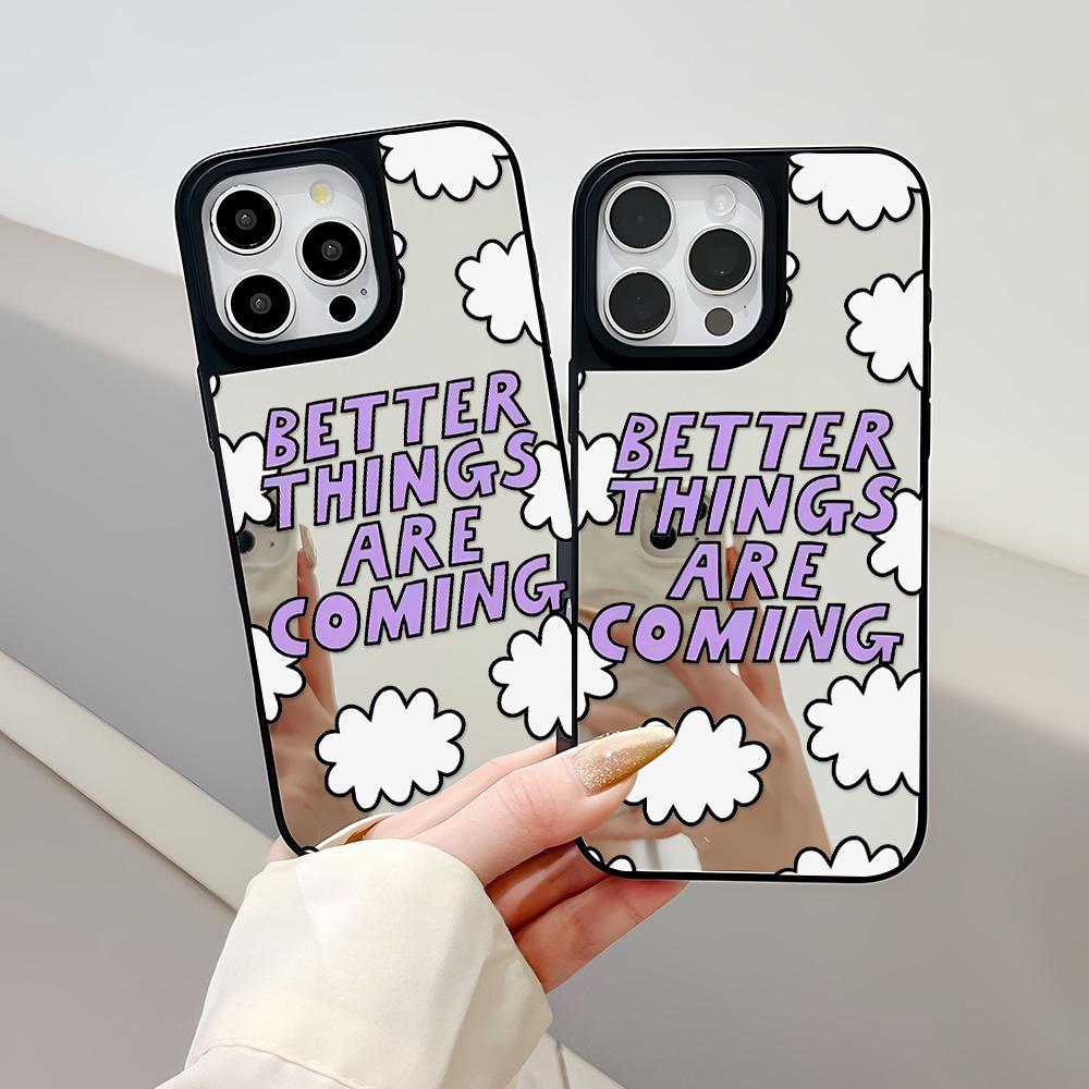 Mirror Phone Case for iPhone 15 11 13 14 for 15 16 Pro Max 12 13 16 Pro Cloud Flower and Animal Cute Style Phone Case